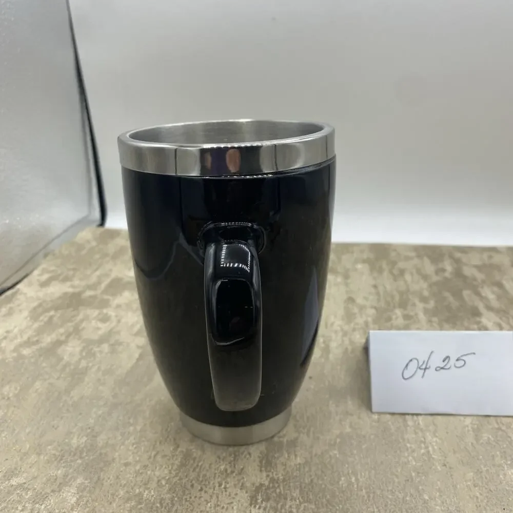 Stainless Steel 5.5” Tall Coffee Mug Texas Army National Guard Logo Black & Silv